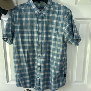 Blue Patagonia short sleeve flannel